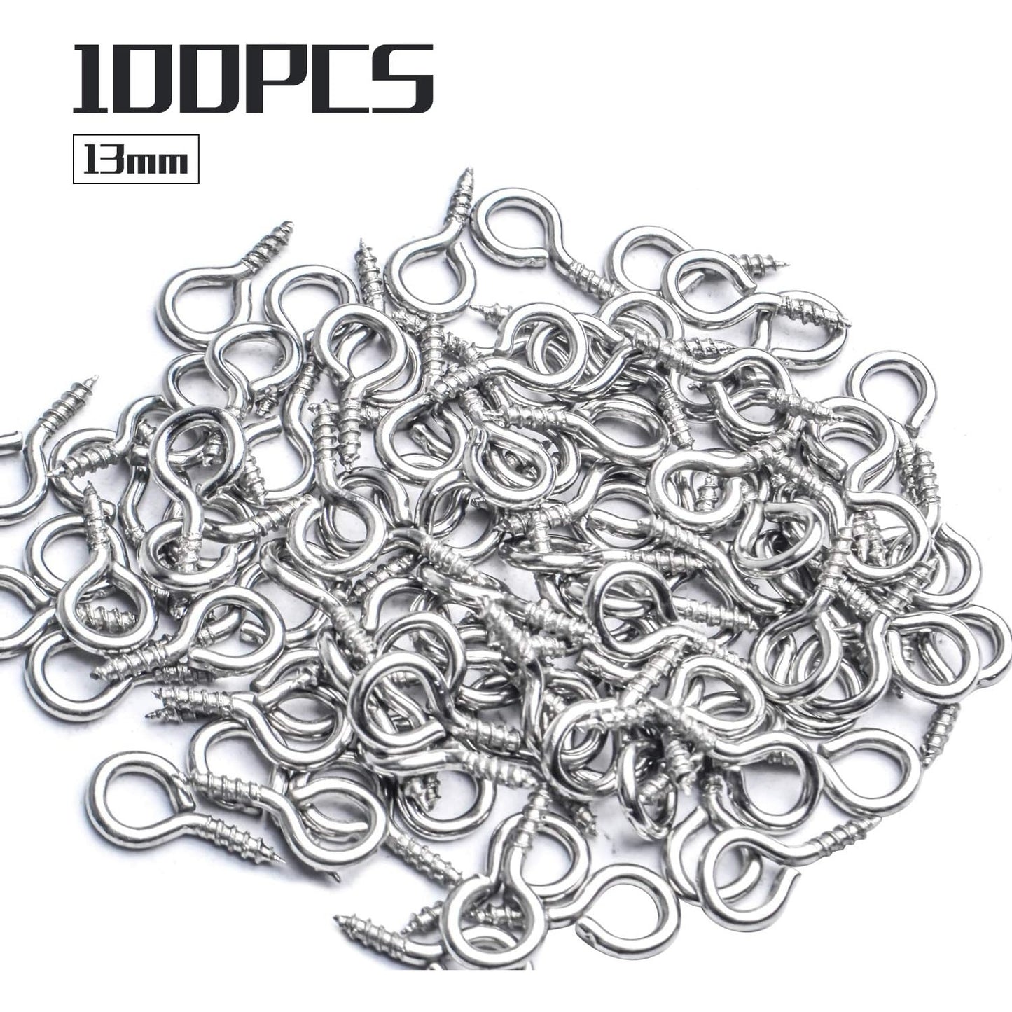 Small Eye Hooks,100pcs 13x7mm Mini Eye Pins Eye Screw Hooks Metal Eyelets Screw Eye Lags for Resin Jewelry Bead Plastic Wood