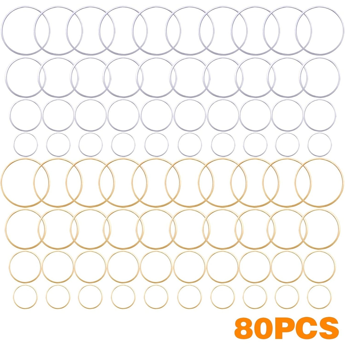 80pcs 15mm/20mm/25mm/30mm Earrings Beading Hoop Earring Findings Brass Round Circle Charms Open Bezel Pendant Frame for DIY Jewelry Earrings Making Supplies, 2 Colors