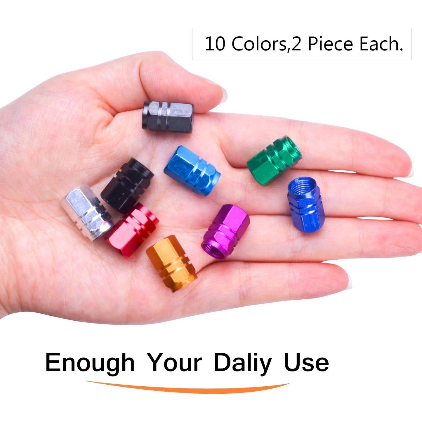 20 Pieces Schrader Tire Valve Caps, Aluminum Alloy Bicycle Bike Tire Valve Caps Dust Covers 10 Colors
