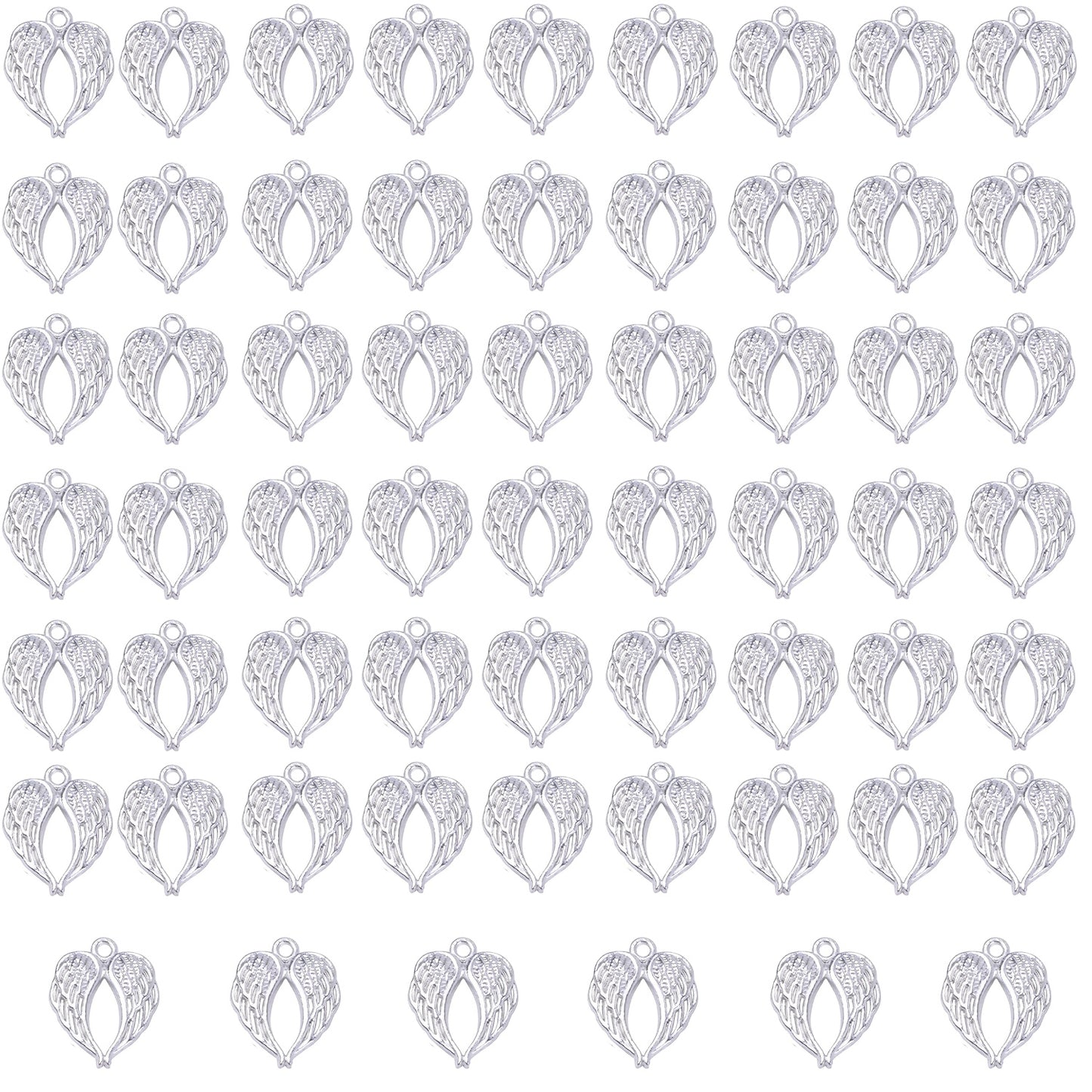 Angel Wings Feathers Charms, 60pcs Alloy Fairy Pendant Craft Supplies Beads Charm for Diy Bracelet Necklace Jewelry Making, 6 Colors