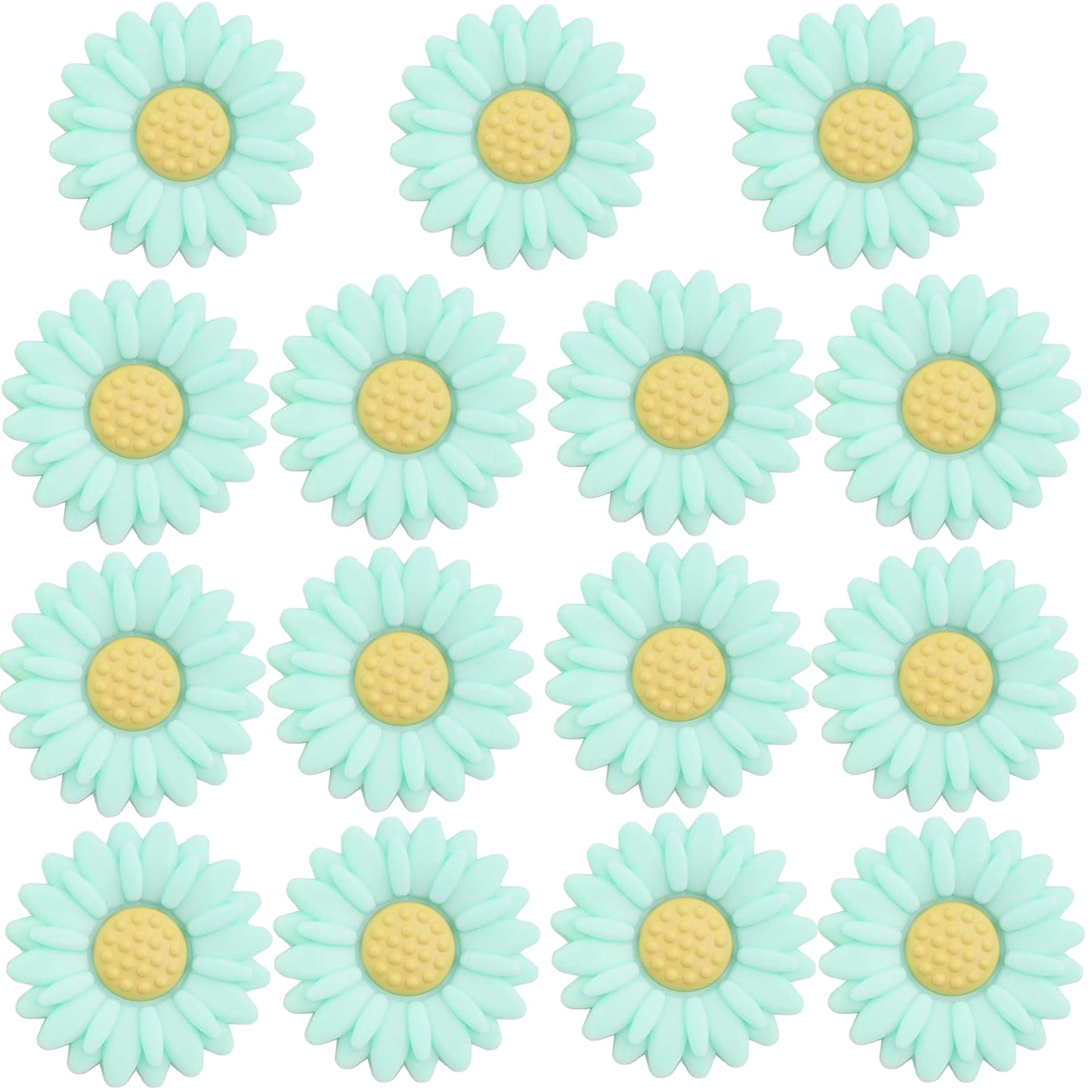 15pcs Daisy Flower Silicone Beads Colorful Soft Silicone Sunflower Spacer Beads Flower Shape Loose Beads Craft Accessories for DIY Necklace Bracelet Keychains Jewelry Making