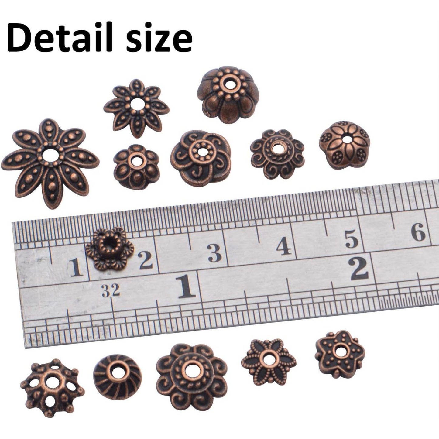 100 Gram(About 180-350pcs) Bead Caps Metal Spacers Jewelry Findings Accessories for Bracelet Necklace Jewelry Making,Antique Copper