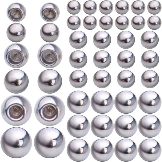 60pcs 3 Sizes 3mm,4mm,5mm Stainless Steel Cord End Caps Round Memory Wire End Caps Half Drilled Hole Ball Beads Jewelry End Tips for DIY Crafts Earrings Necklace Bracelet
