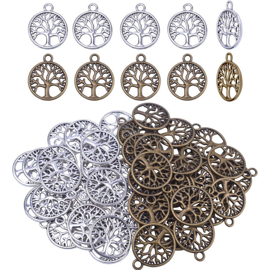 50pcs Tree of Life Charms Pendant Bracelet Charms DIY Jewelry Findings