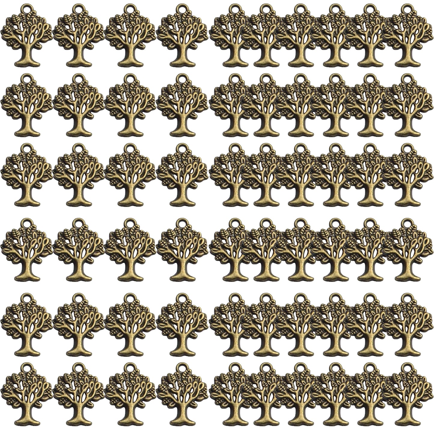 Tree of Life Chrmas,60pcs Wholesale Craft Supplies Tibetan Tree Pendants Charms Vintage Jewelry Making Accessories for DIY Bracelets Necklace,Antique Silver Bronze Golden