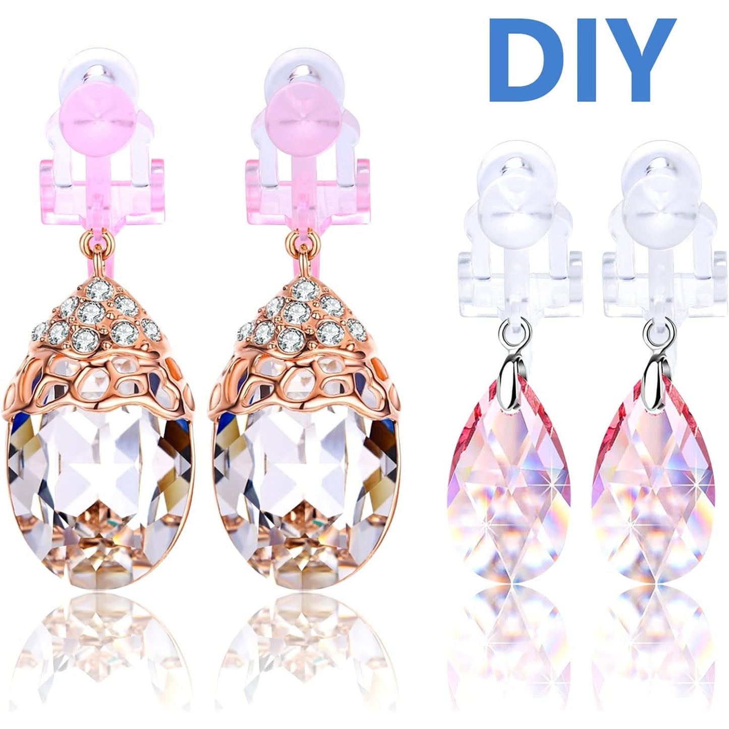 20pcs Triangle Shape Clip-on Earring Converters Plastic Non Pierced Ears Stud Earrings Components with Loop for DIY Earrings Design Jewelry Making, 2 Colors, 13.5 mm x 12.5 mm