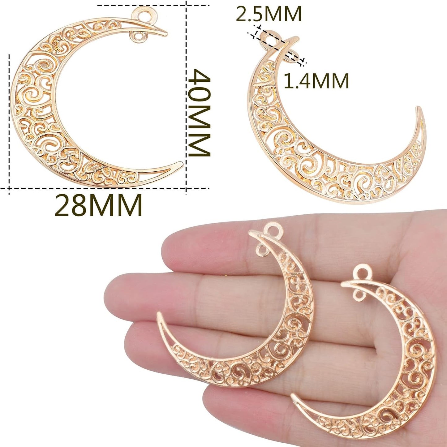 40pcs Hollow Moon Charms Crescent Moon Pendants Celestial Charms Crafts Supplies for DIY Bracelet Necklace Jewelry Making Accessory