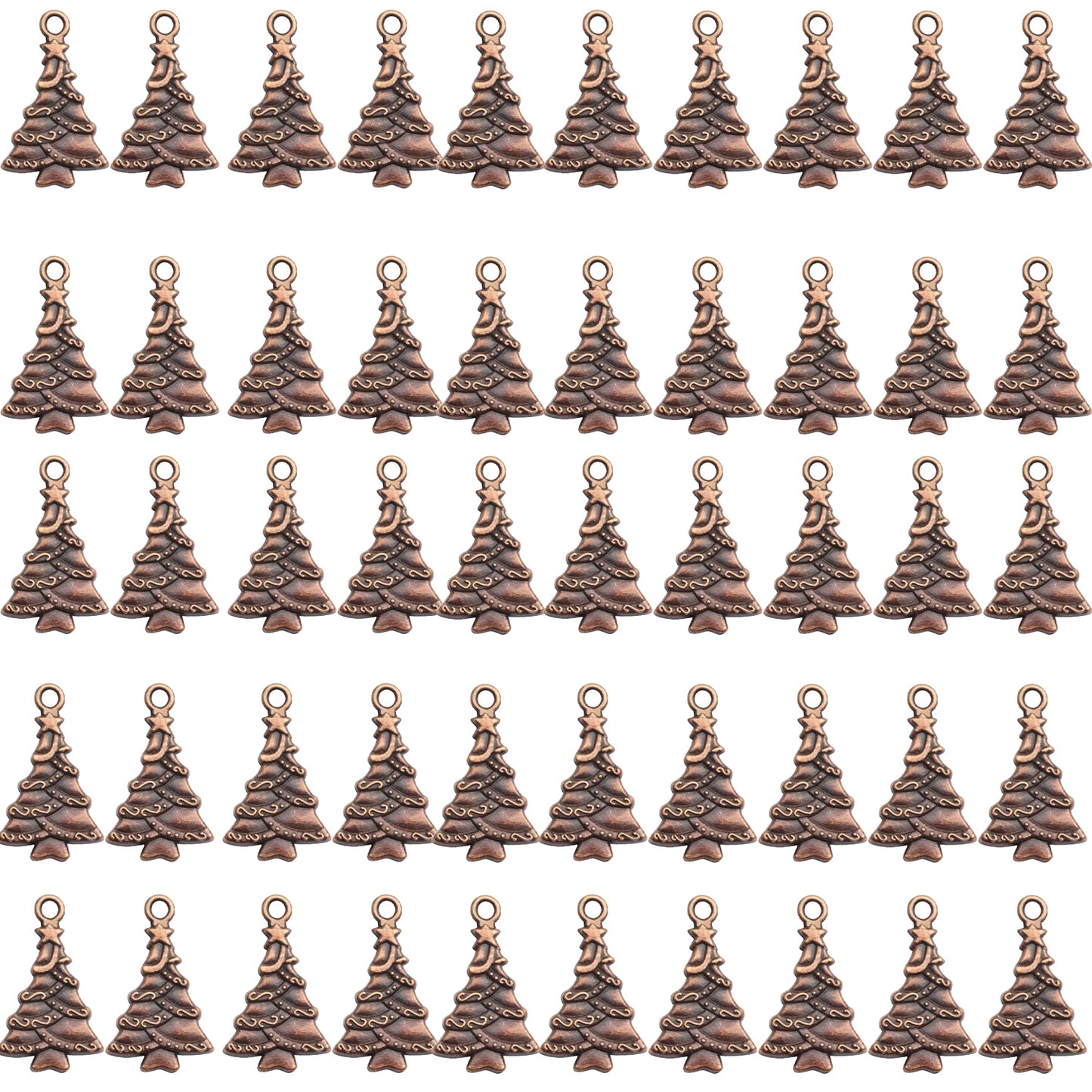 Christmas Tree Charm,50pcs Mixed Charm Collections Antique Christmas Tree Pendant Charms Bulk Jewelry Crafting Supplies for DIY Necklace Bracelet Jewelry Making
