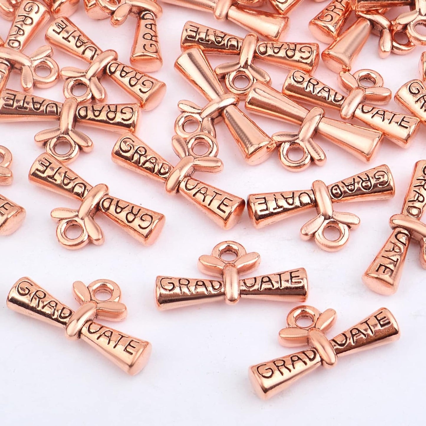 50pcs Silver Graduation Charms Pendants Graduate Hanging Charm with Diploma for Bracelets Keychain Necklace