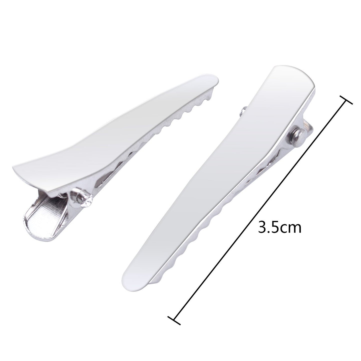 100pcs 1.38inch Stylish Teeth Bows Hair Clips Prong Curl Clips Hairdressing Salon Hair Grip Silver Color
