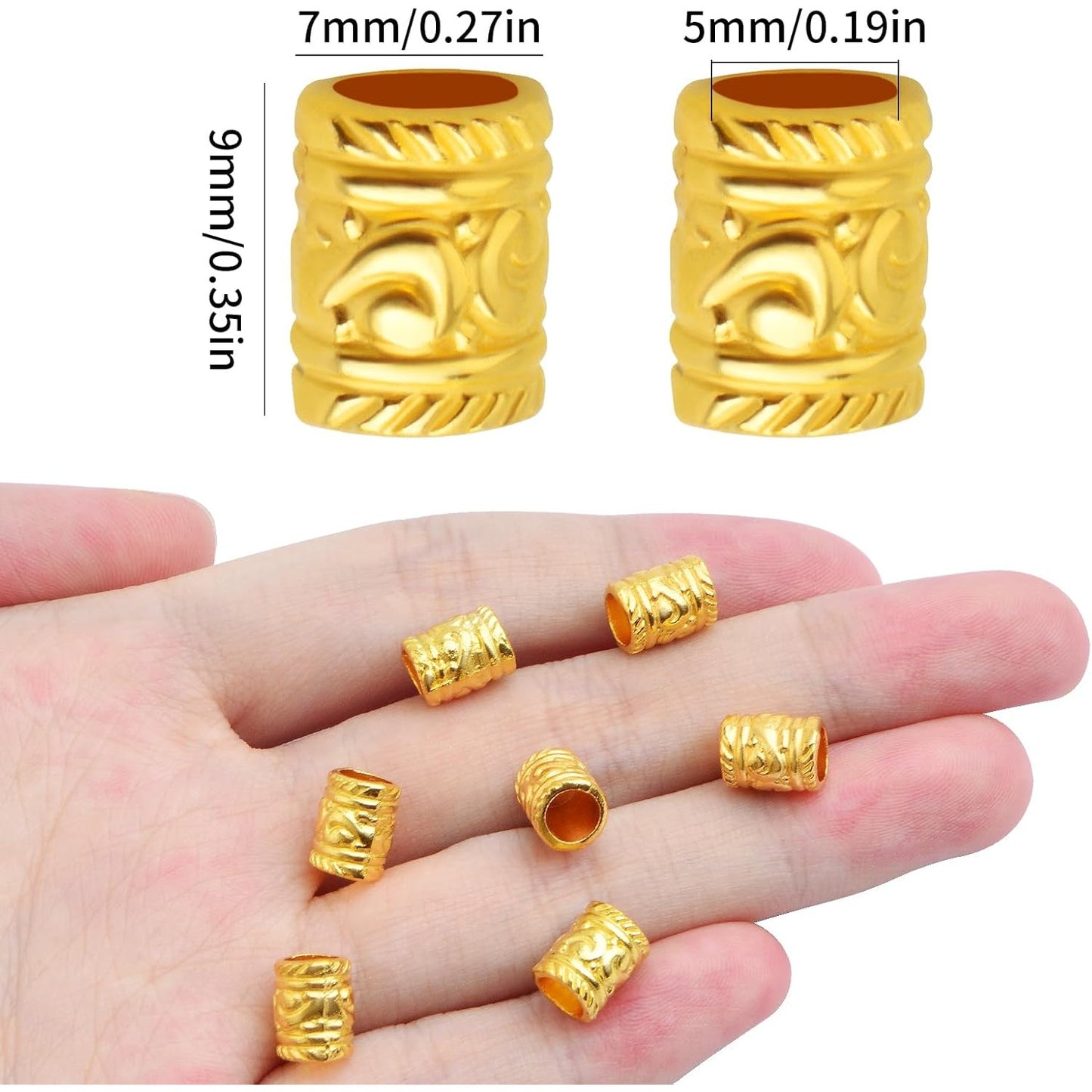 100pcs European Large Hole Tube Spacer Beads Alloy Column Barrel Loose Beads Bulk Metal Spacers Handmade Accessories for DIY Bracelet Jewelry Making Supplies Decor, Bright Golden