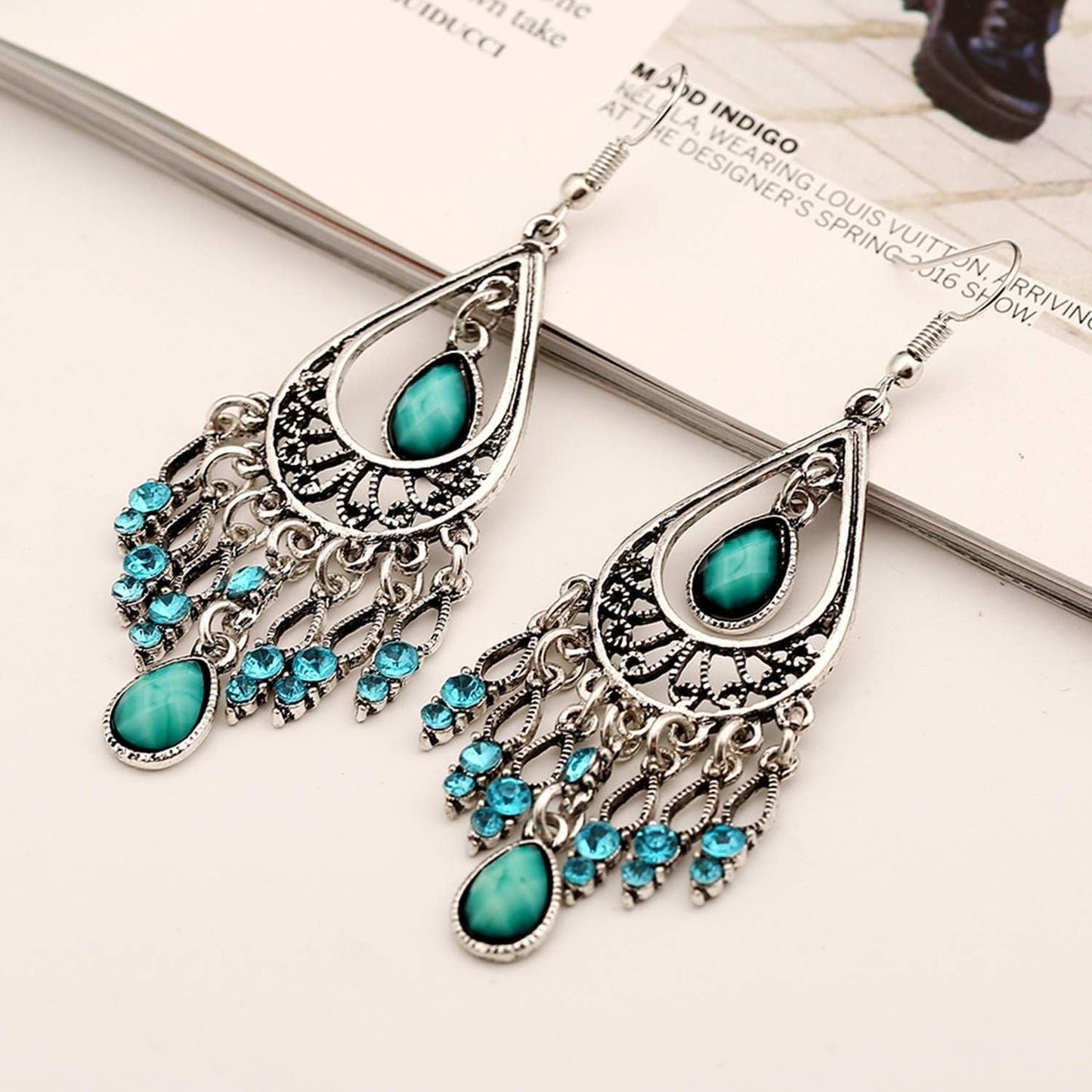 30 Pieces Antique Silver Chandelier Earrings Earring Component Connector Charms Jewelry Making for Earring Drop and Charm Pendant, 15 Styles
