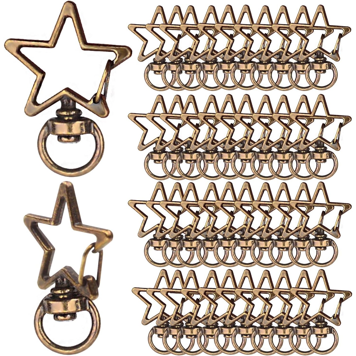 40pcs Star Shape Swivel Lobster Clasps Zinc Alloy Spring Clasp Snap Hooks Keychain Clips for DIY Keyrings Backpacks Purses Connector Accessories Supplies, Antique Bronze