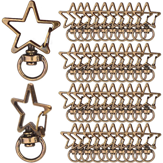 40pcs Star Shape Swivel Lobster Clasps Zinc Alloy Spring Clasp Snap Hooks Keychain Clips for DIY Keyrings Backpacks Purses Connector Accessories Supplies, Antique Bronze