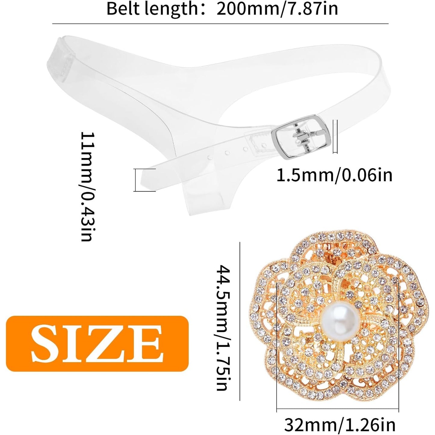 1 Pair Invisible High Heel Shoe Straps Transparent Triangle Shoe Belt Ankle Straps and 1 Pair Double-layer Pearl Flower Shoe Buckles for Women Lady Holding Loose High Heels