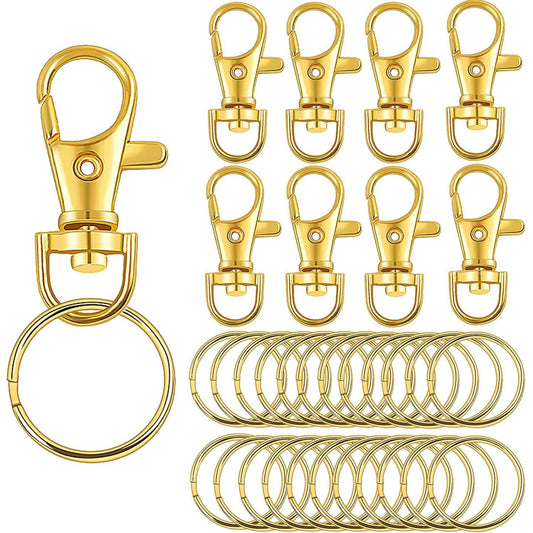 50 PCS Swivel Lanyard Snap Hooks Strong Key Chain Rings and Lobster Clasps Trigger Clips for DIY Bags, Jewelry and Craft Making
