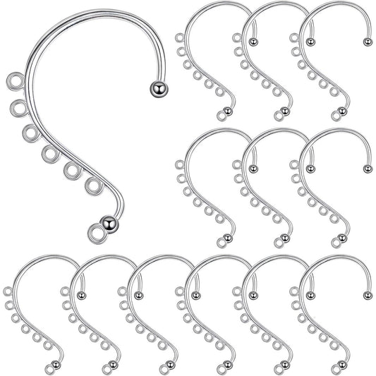 20pcs Silver Ear Cuffs Wrap 7 Holes Earring Hooks Non Pierced Around Ear Wraps Ear Cuff Tassel Drop Earrings Components for DIY Earrings Jewelry Making Decoration