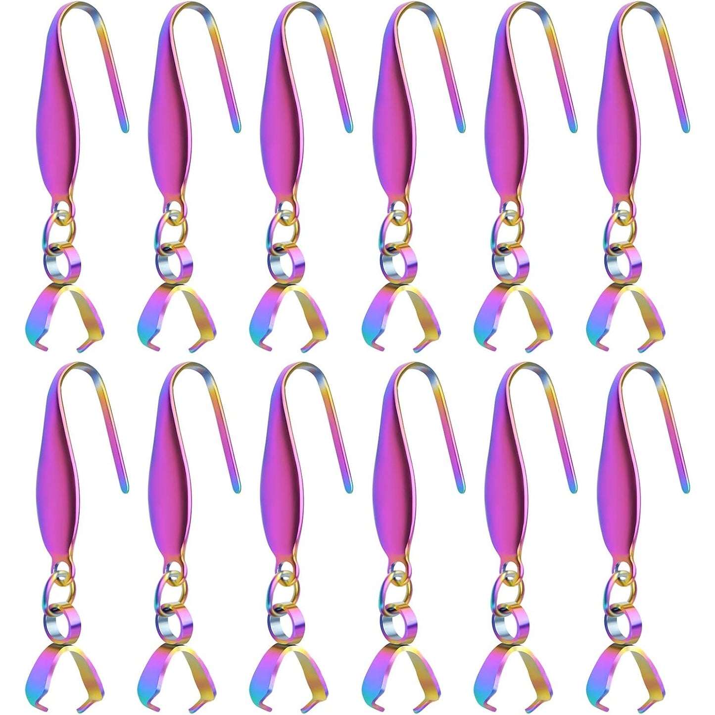 30pcs Stainless Steel Earring Hooks Rainbow Color Pendant Clasp Earring Hooks Ear Wire Buckle Dangle Earrings for DIY Jewelry Making Birthday Wedding Anniversary Favor Gifts