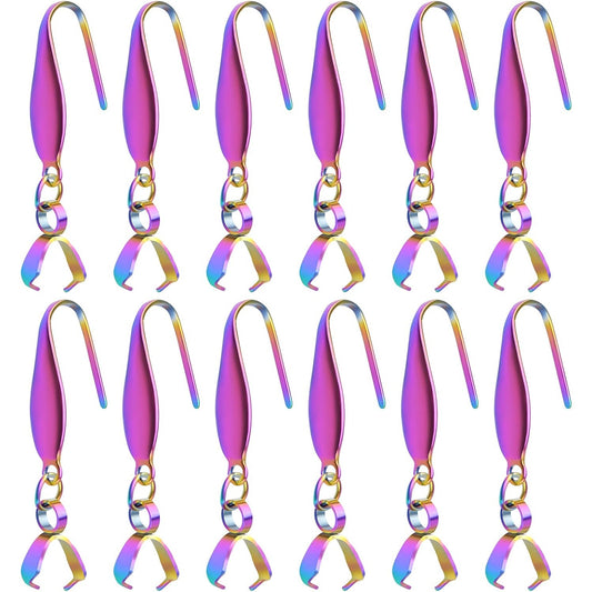 30pcs Stainless Steel Earring Hooks Rainbow Color Pendant Clasp Earring Hooks Ear Wire Buckle Dangle Earrings for DIY Jewelry Making Birthday Wedding Anniversary Favor Gifts