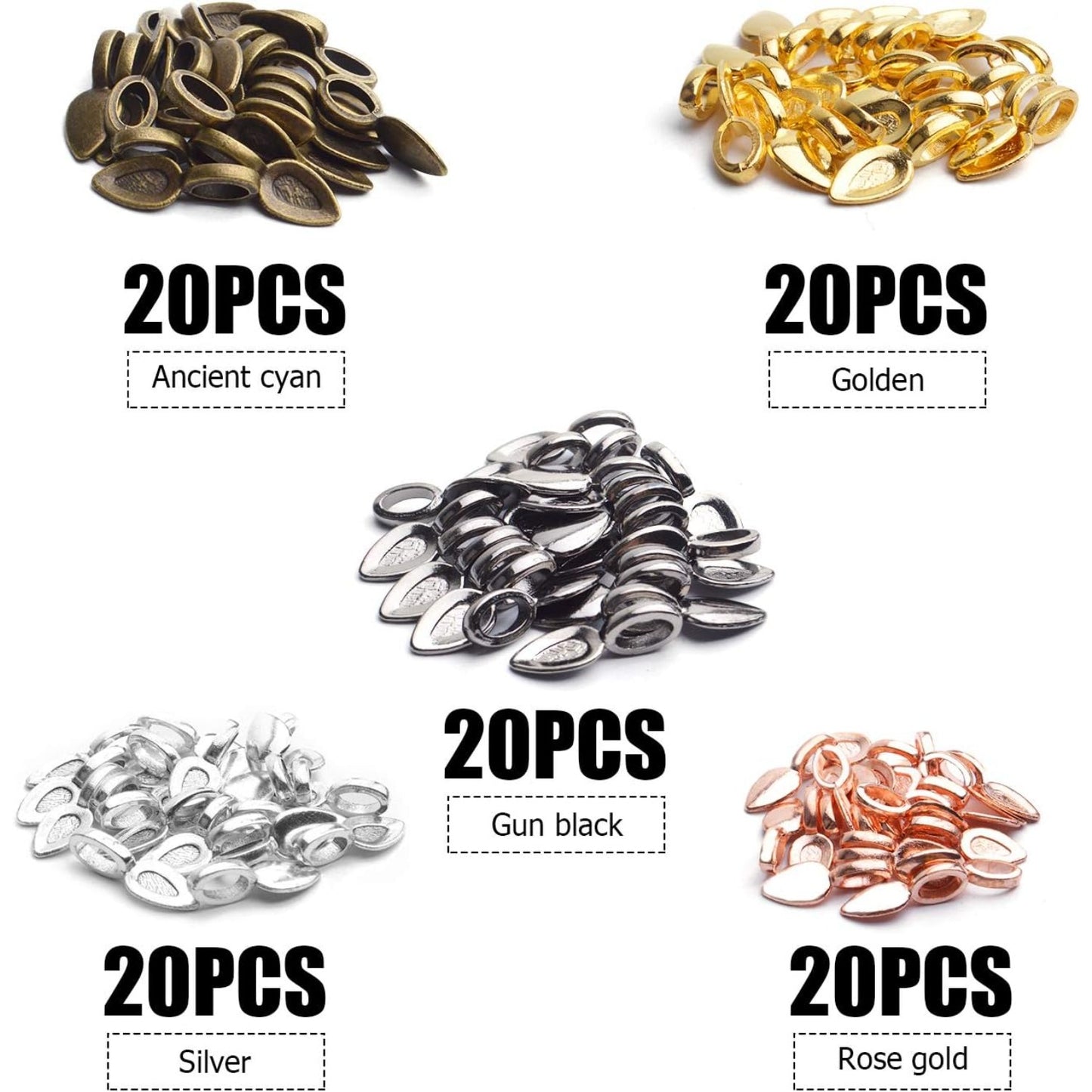 100pcs Oval Glue on Bail Pendants Small Spoon Earring Pendants Jewelry Glue on Bail Earring Charms for Jewelry Making DIY Crafting,21×8mm