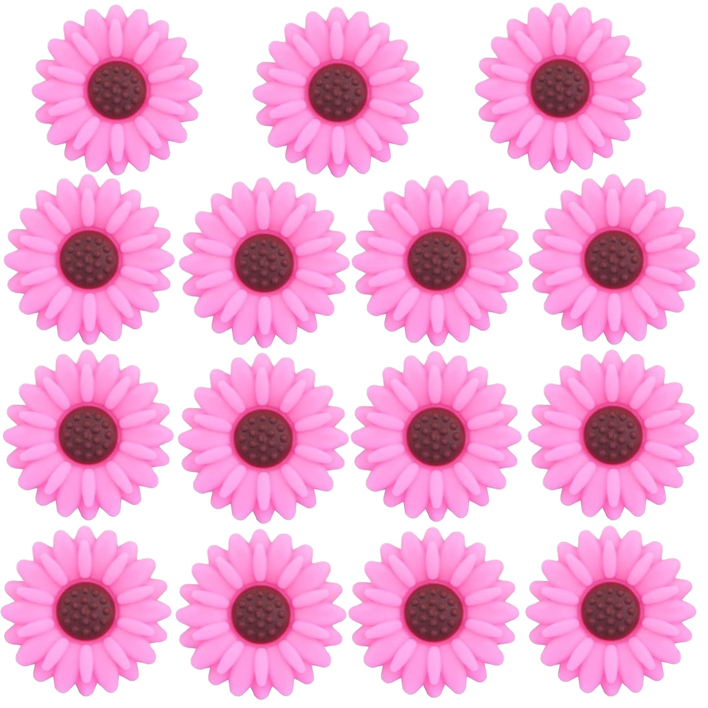 15pcs Daisy Flower Silicone Beads Colorful Soft Silicone Sunflower Spacer Beads Flower Shape Loose Beads Craft Accessories for DIY Necklace Bracelet Keychains Jewelry Making
