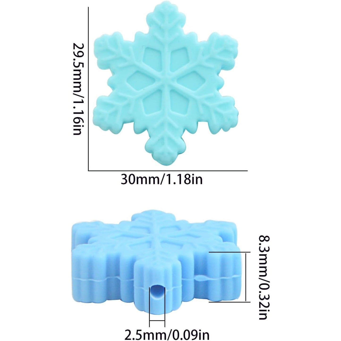 15pcs Snowflake Beads Silicone Focal Beads Christmas Snowflake Shaped Rubber Bead Winter Xmas Loose Beads for Beadable Pen DIY Keychain Bracelet Crafts Jewelry Making, 3 Colors