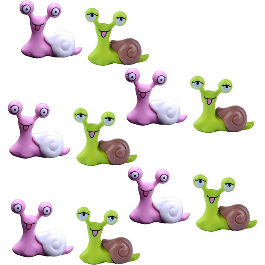 BronaGrand 10pcs Garden Ornament Miniature Snail Figurine Resin Craft Fairy Dollhouse Decor Bonsai Plant Decoration