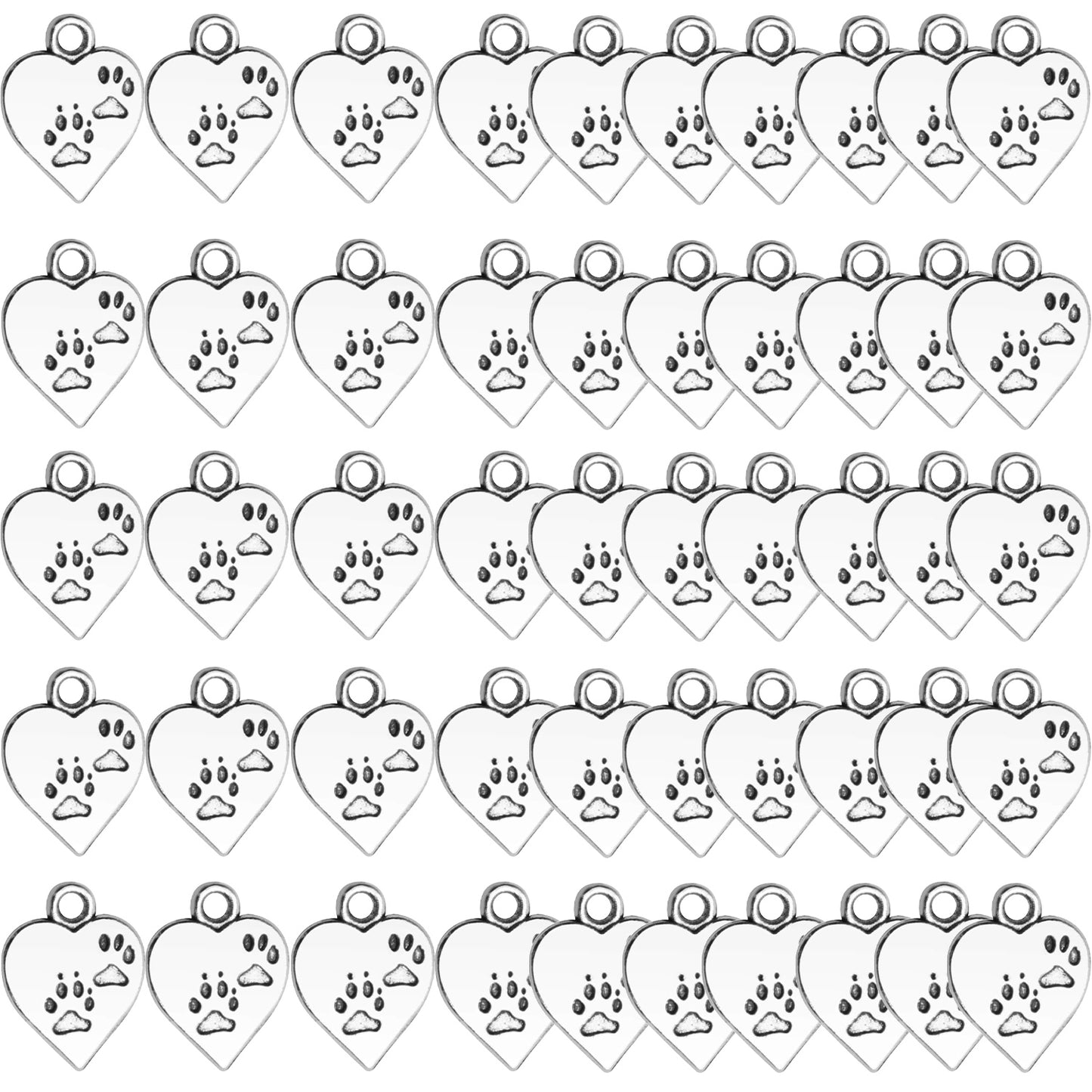 50pcs 17mm Alloy Heart Shape Charm Love Charms Tibetan Dangle Heart Charms Jewelry Charms Pendants for Bracelet Earring Necklace Jewelry Making Accessories