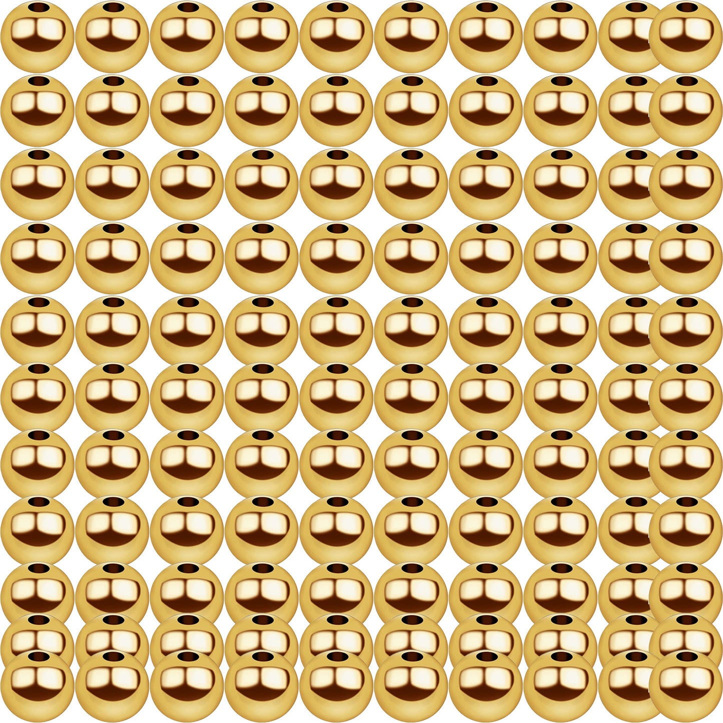 250pcs Golden Plated Smooth Round Ball Spacer Beads Brass Rondelle Loose Beads with A Plastic Box for DIY Bracelet Necklace Earrings Jewelry Making, 5 Sizes