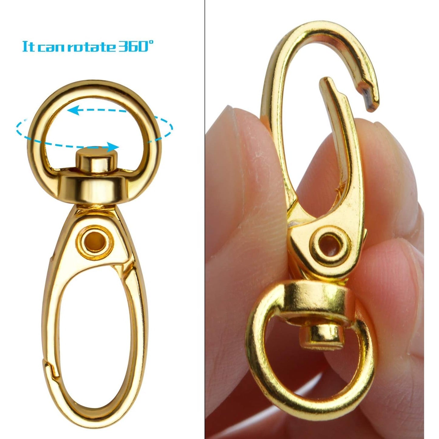 Swivel Clasp Clips,50pcs 35mm Swivel Trigger Clips Metal Keyring Clasps Snap Hooks for Hanging Key Chains Dog Leashes Crafts Decorations,Gold