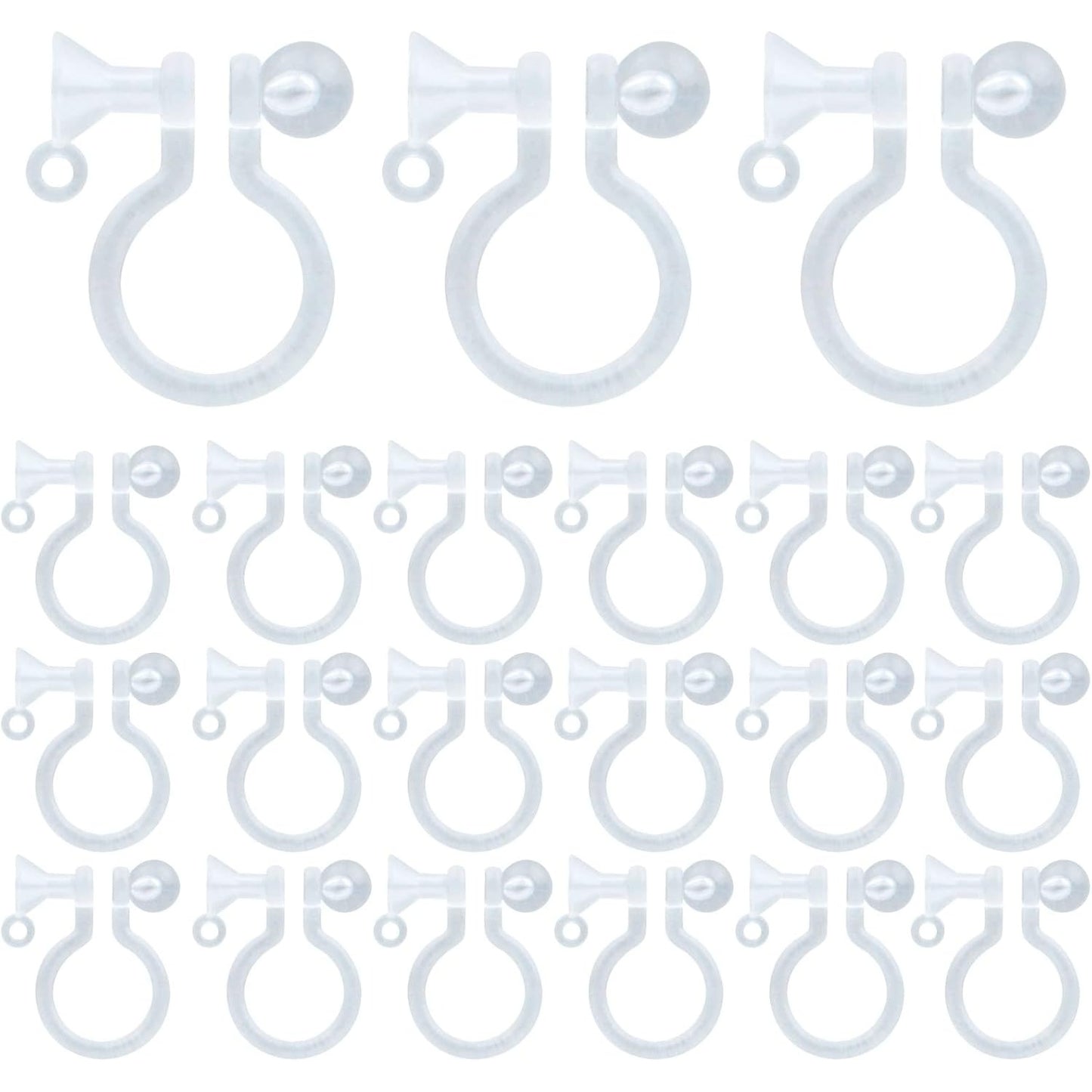 20pcs Resin Clip-on Earring Converter Component Clear Plastic Earring Clips Findings Fit 3mm Rhinestone for Non-Pierced Ears DIY Earring Making, 11x9.5mm