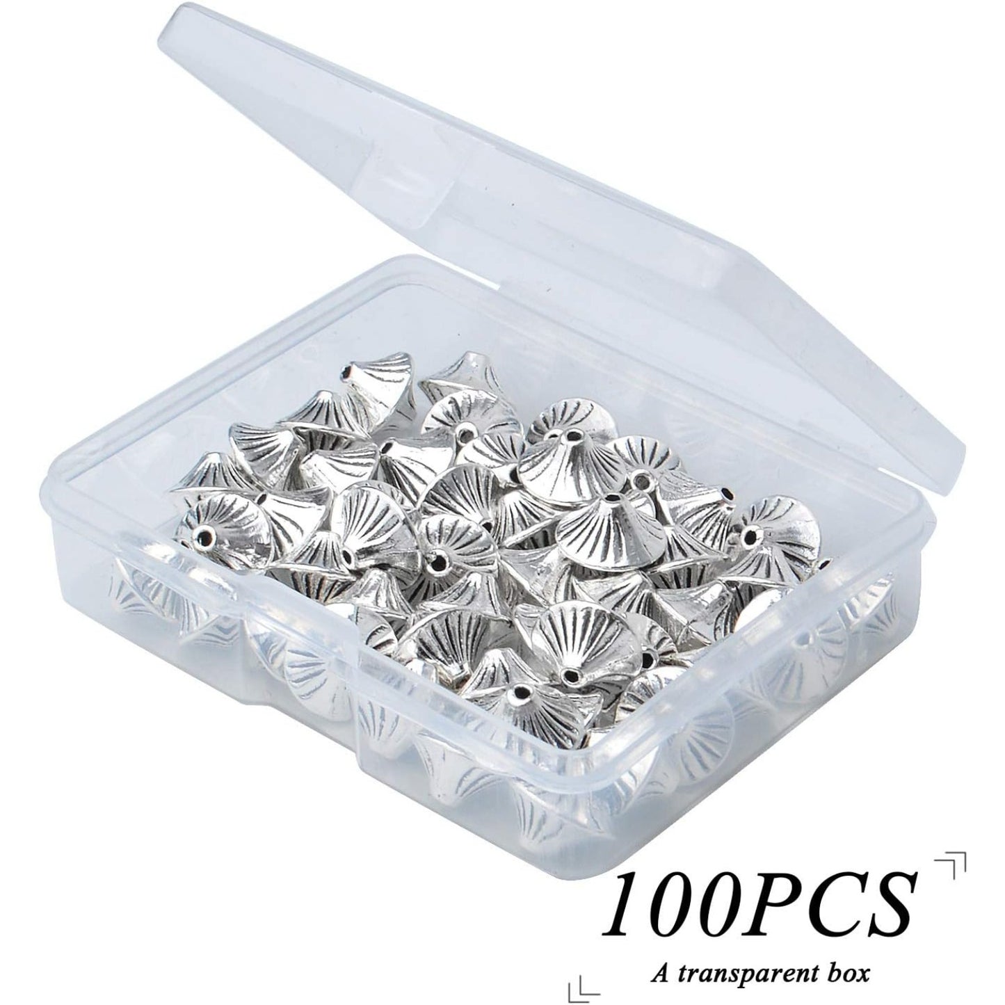 50pcs Antique Silver Bicone Spacer Beads Tibetan Spacers European Beads Jewelry Spacer Charms with A Box for Bracelet Necklace Jewelry Making Findings Accessories