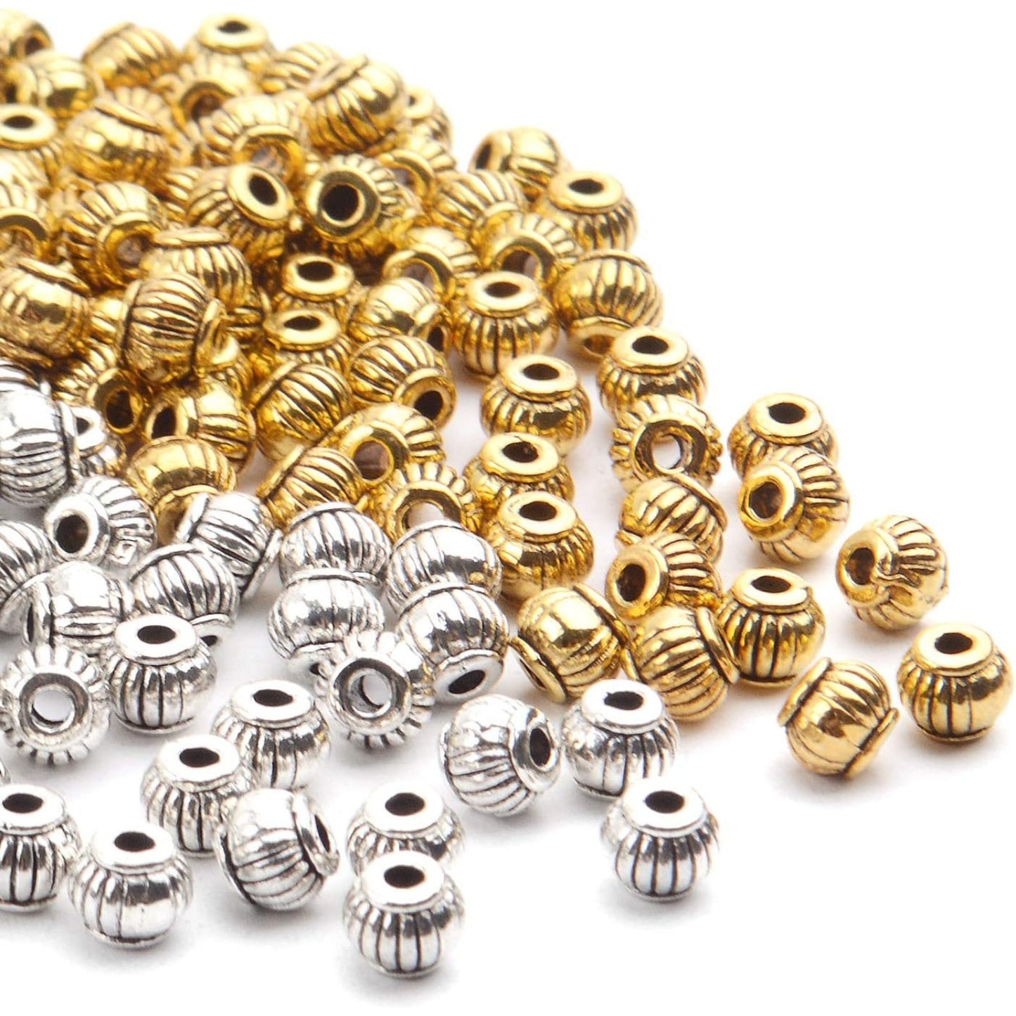 200pcs Antique Spacer Beads Round Lantern Shaped Alloy Spacers for Making Bracelets Necklaces,5 * 4mm