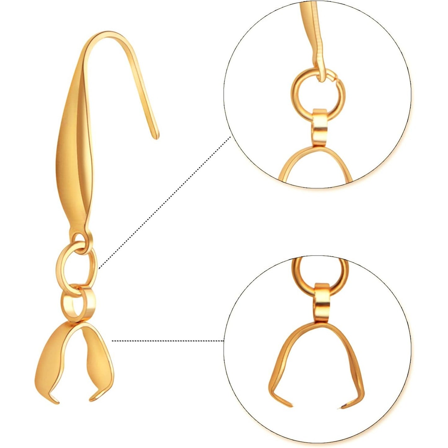 30pcs Gold Plated Stainless Steel Earring Hooks Hypoallergenic Ear Wire Buckle Fish Hooks with Pendant Clasp for DIY Dangle Earrings Jewelry Making Wedding Christmas Party Favor