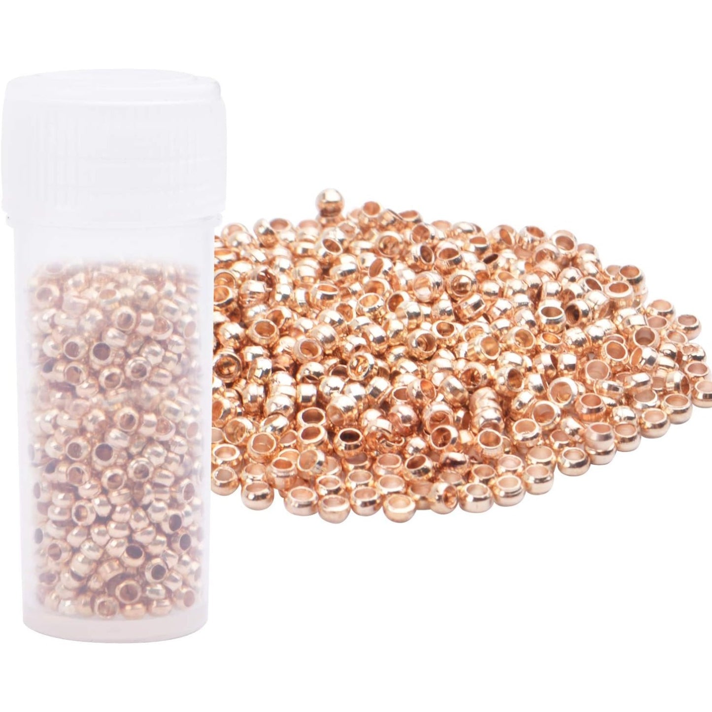 1000pcs Crimp Beads Positioning Beads Mini Spacer Beads for Jewelry Bracelet Making,Rose Gold