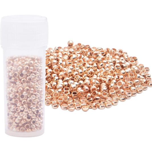 1000pcs Crimp Beads Positioning Beads Mini Spacer Beads for Jewelry Bracelet Making,Rose Gold