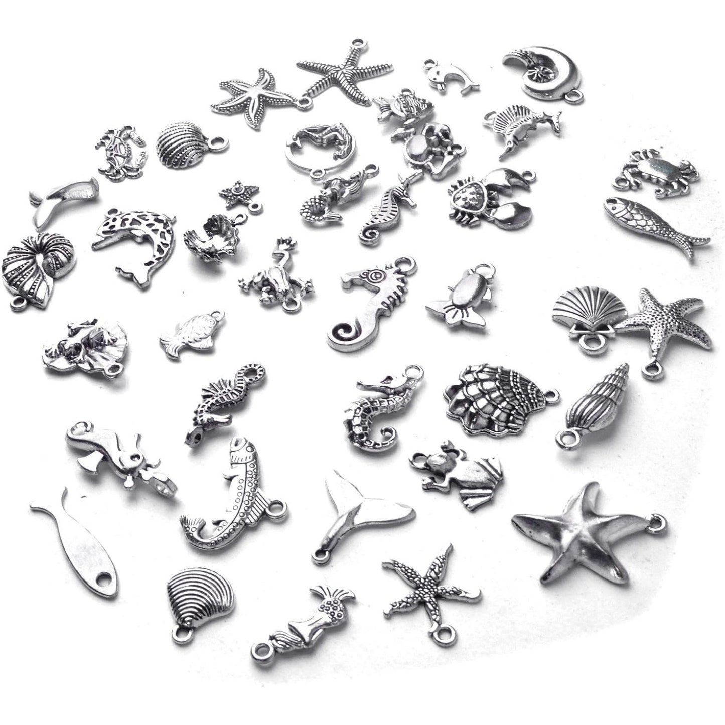 140Pcs Metal Wine Glass Charm Rings Earring Hoops and Ocean Fish & Sea Charms Pendants for DIY Your Unique Wine Glass Marker