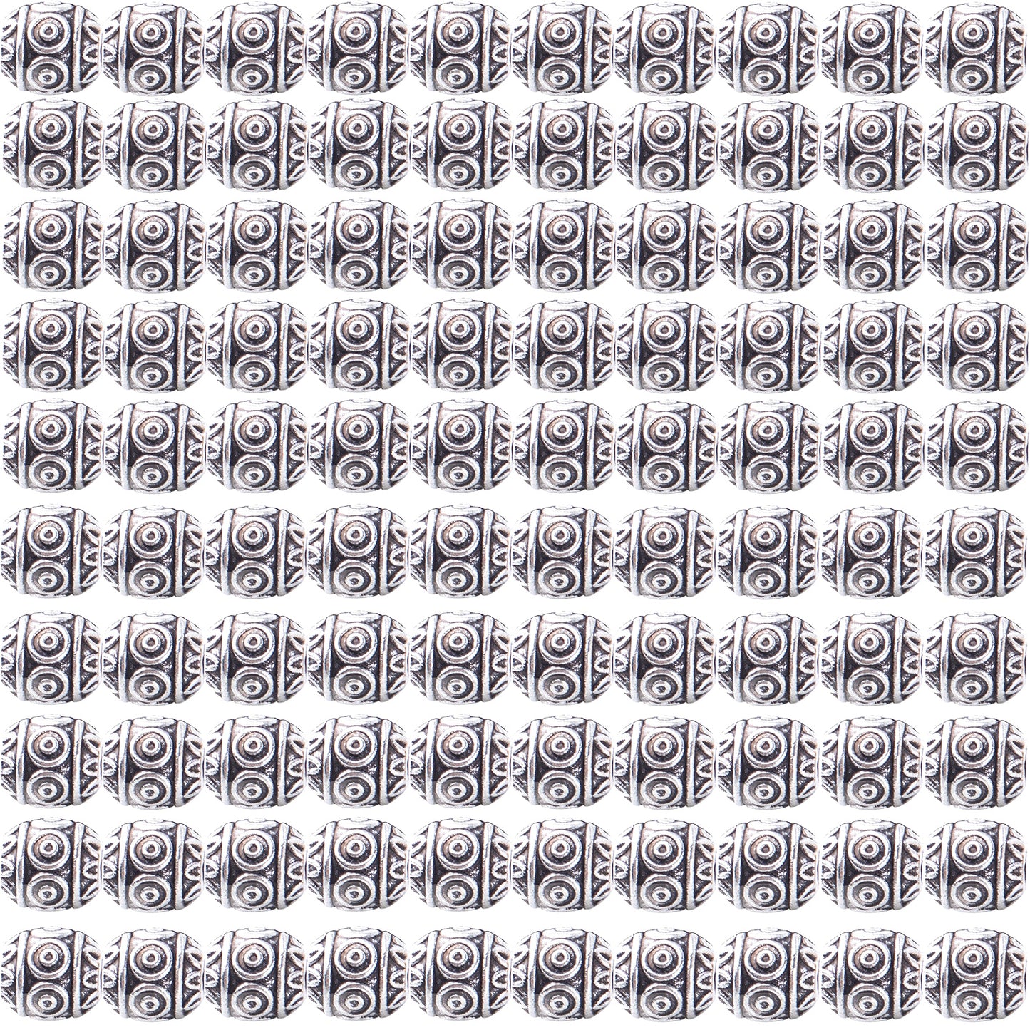 100pcs Barrel Spacer Beads Alloy Tibetan Beads Spacers Flower Spacer Bead Loose Beads Spacer Charm Beads for Jewelry DIY Bracelet Making and Crafting Accessory