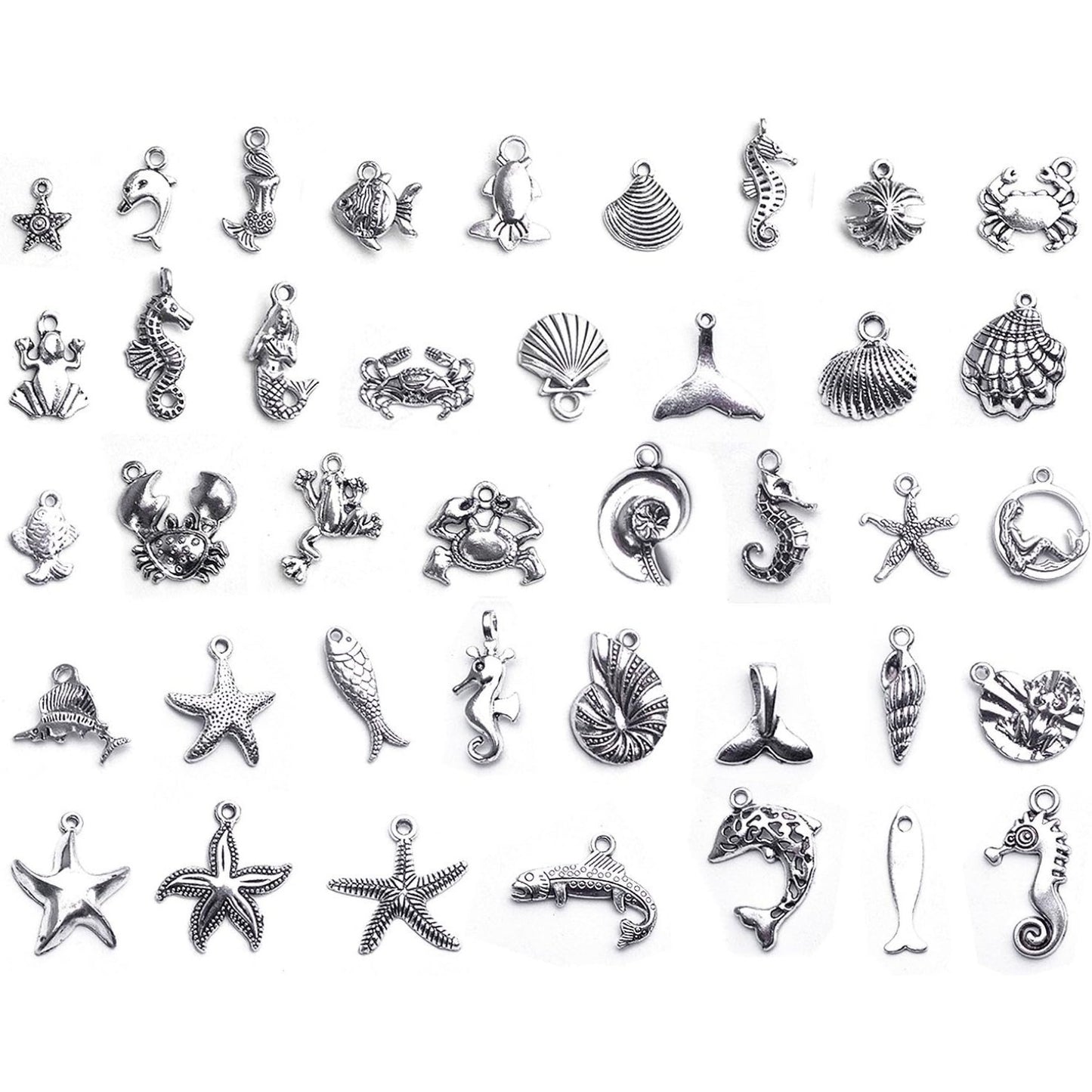 140Pcs Metal Wine Glass Charm Rings Earring Hoops and Ocean Fish & Sea Charms Pendants for DIY Your Unique Wine Glass Marker