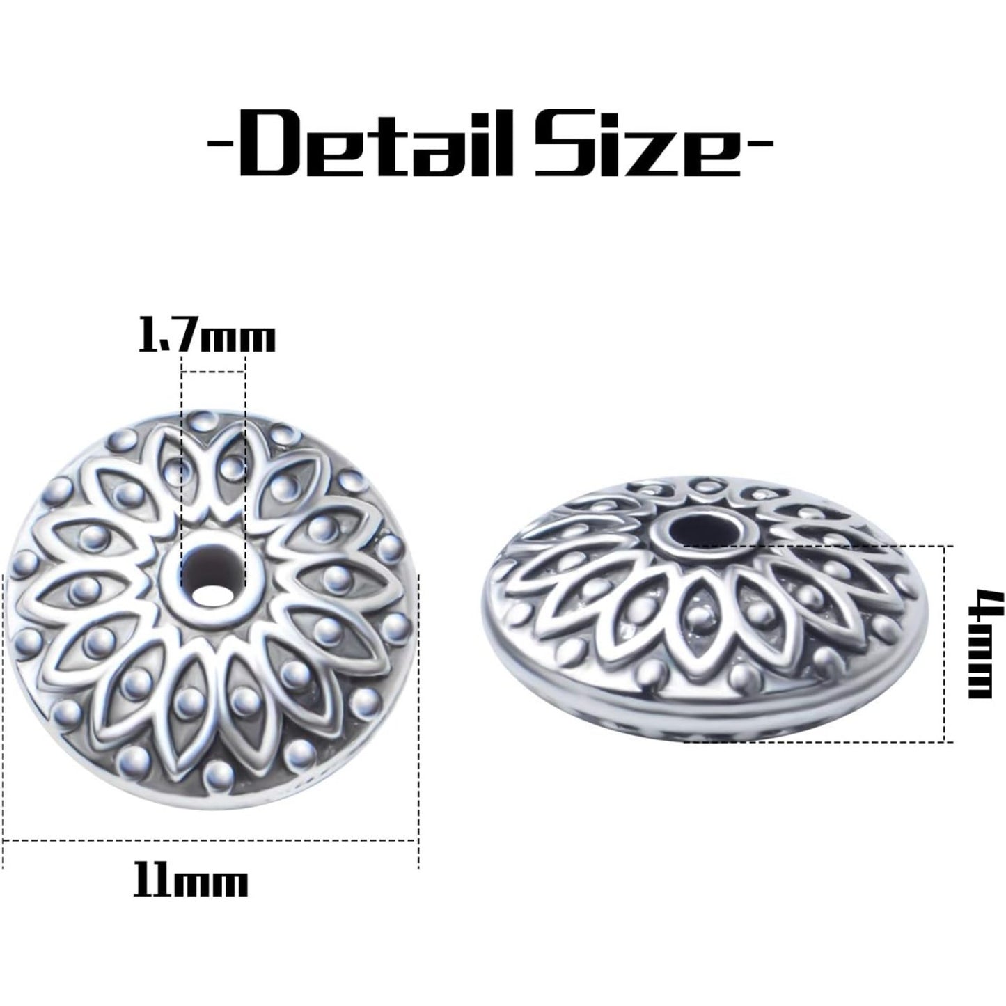 50pcs 11mm Tibetan Antique Silver Alloy Spacers Beads Round Spacer Bead Spacer Bead Charms Jewelry Spacers with A Box for DIY Jewelry Making Crafts Supplies