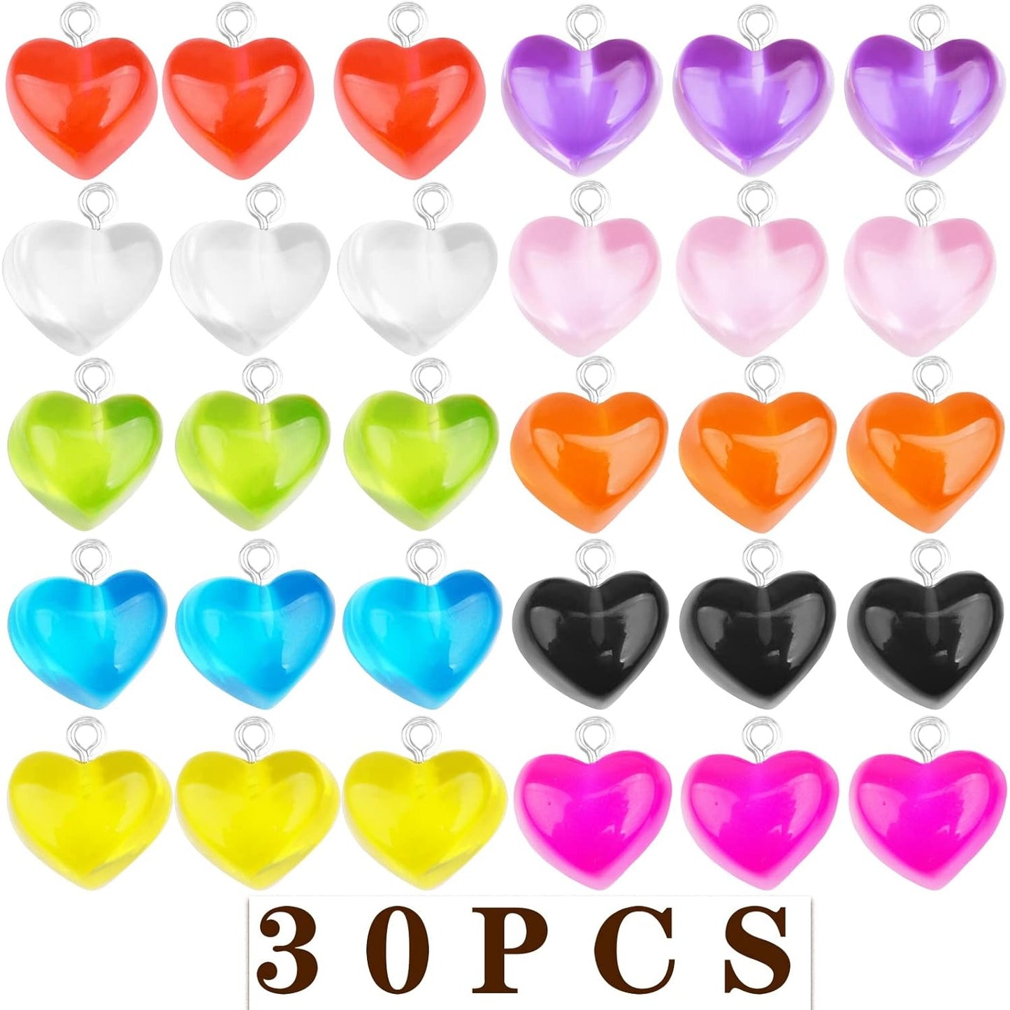 30 Pieces Gummy Heart Charms Pendant Colorful Resin Love Heart Candy Pendants Crafts Supplies for DIY Earrings Necklace Bracelet Jewelry Making