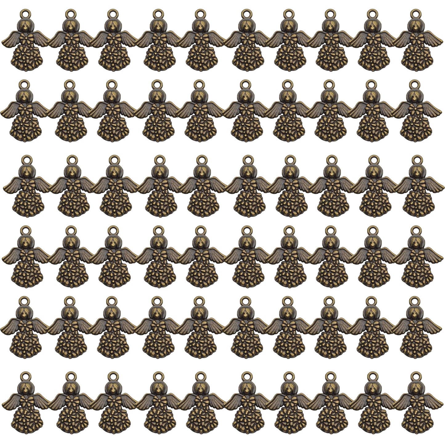 Angel Charms Pendant, 60pcs Tibetan Guardian Angel Charms Antique Alloy Angel Fairy Pendant Crafts Supplies for Necklace Bracelet Jewellery Making, Antique Bronze, Antique Silver, Golden