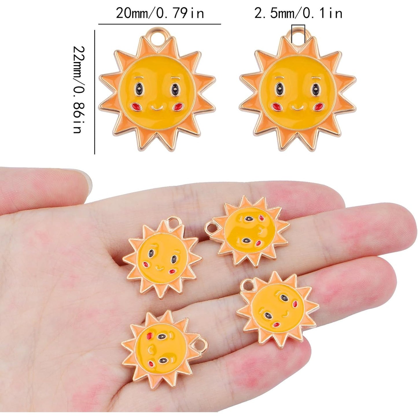 30pcs Enamel Smiley Sun Flower Pendant Charms Yellow Alloy Floral Sunflower Smiling Happy Face Dangle Pendants for DIY Bracelet Necklace Earrings Jewelry Making Supplies