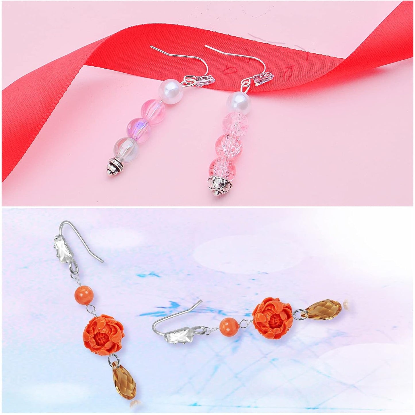 16pcs French Earring Hooks Ear Wire Hooks Hypo-allergenic Earring with Rhinestone Jewelry Earring Hook and A Box for Jewelry Making and DIY Earring Making