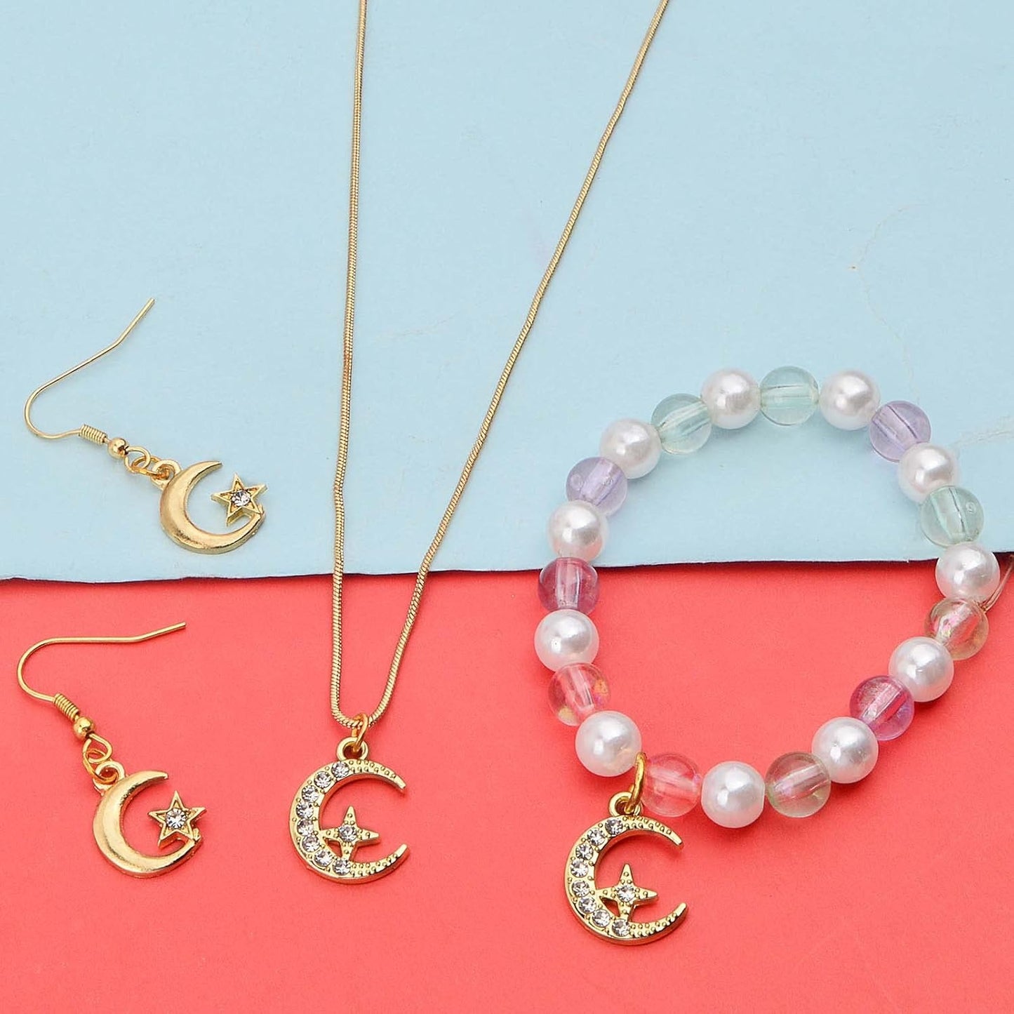 20pcs Golden Crescent Moon Star Charms Alloy Celestial Dangle Pendants with Shiny Rhinestone Craft Supplies for DIY Earring Bracelet Necklace Jewelry Making, 2 Styles