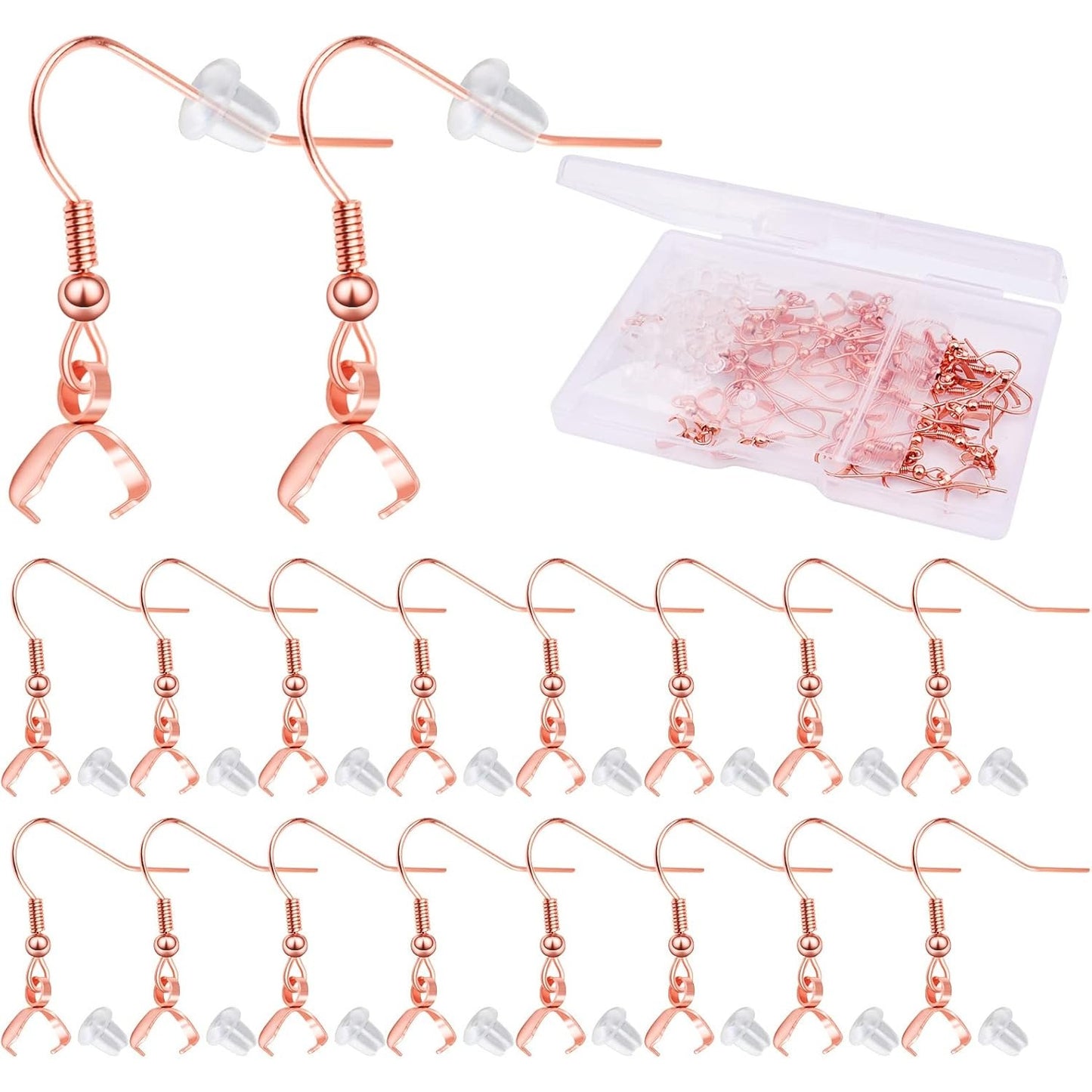 50pcs Hypoallergenic Earring Hooks - Stainless Steel Wire Ear Ball Hooks with Pendant Clasp for Jewelry Making Supplies