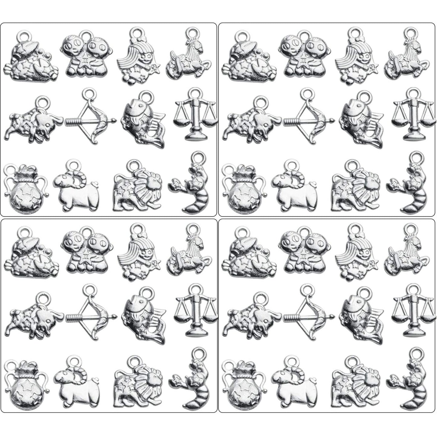 Constellation Charm Pendants,48pcs Constellation Zodiac Charms Zodiac Charms Bulk 12 Constellations Charms for Jewelry Making Necklace Bracelet Crafting,Antique Silver/Antique Golden/Golden/Bronze