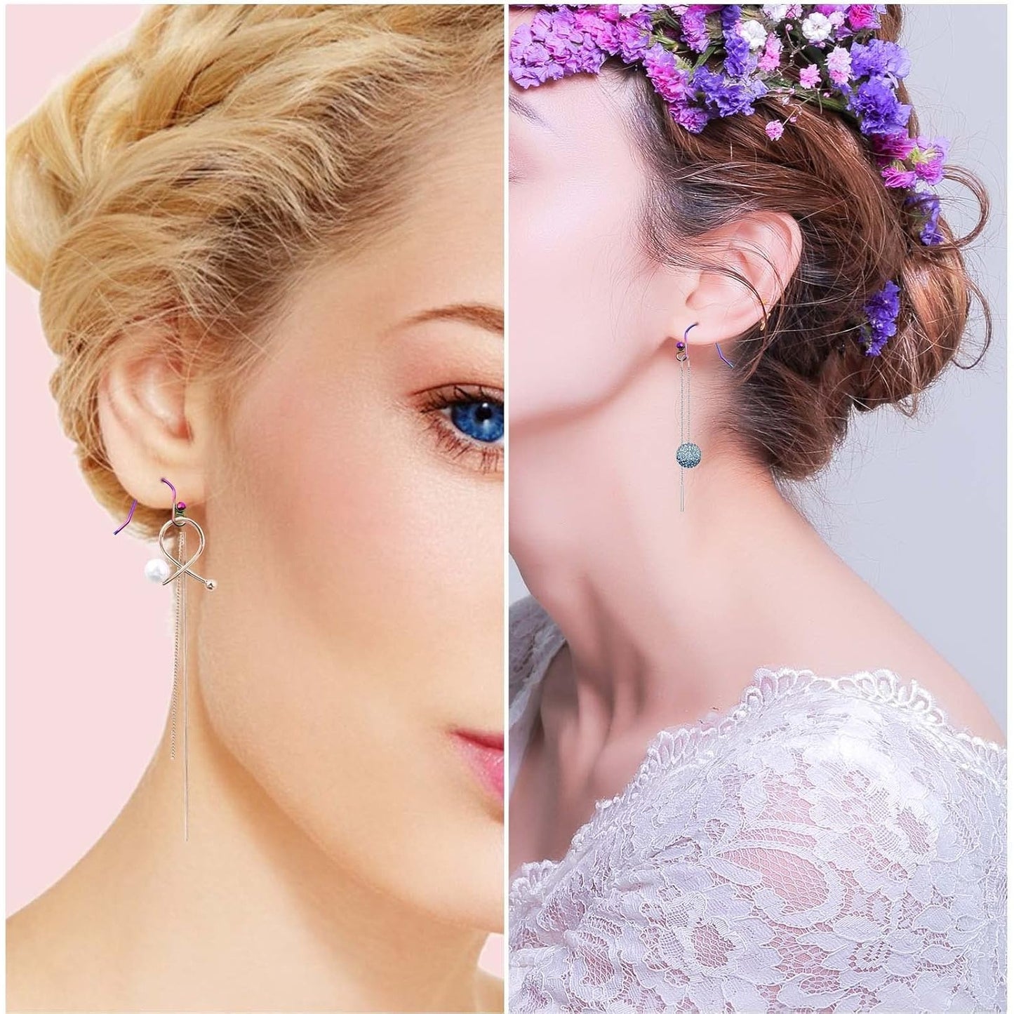 50pcs Rainbow Color Stainless Steel Earring Hooks Hypo-allergenic Ear Wires Fish Hooks with 50pcs Clear Bullet Earring Backs for DIY Dangle Earrings Jewelry Making