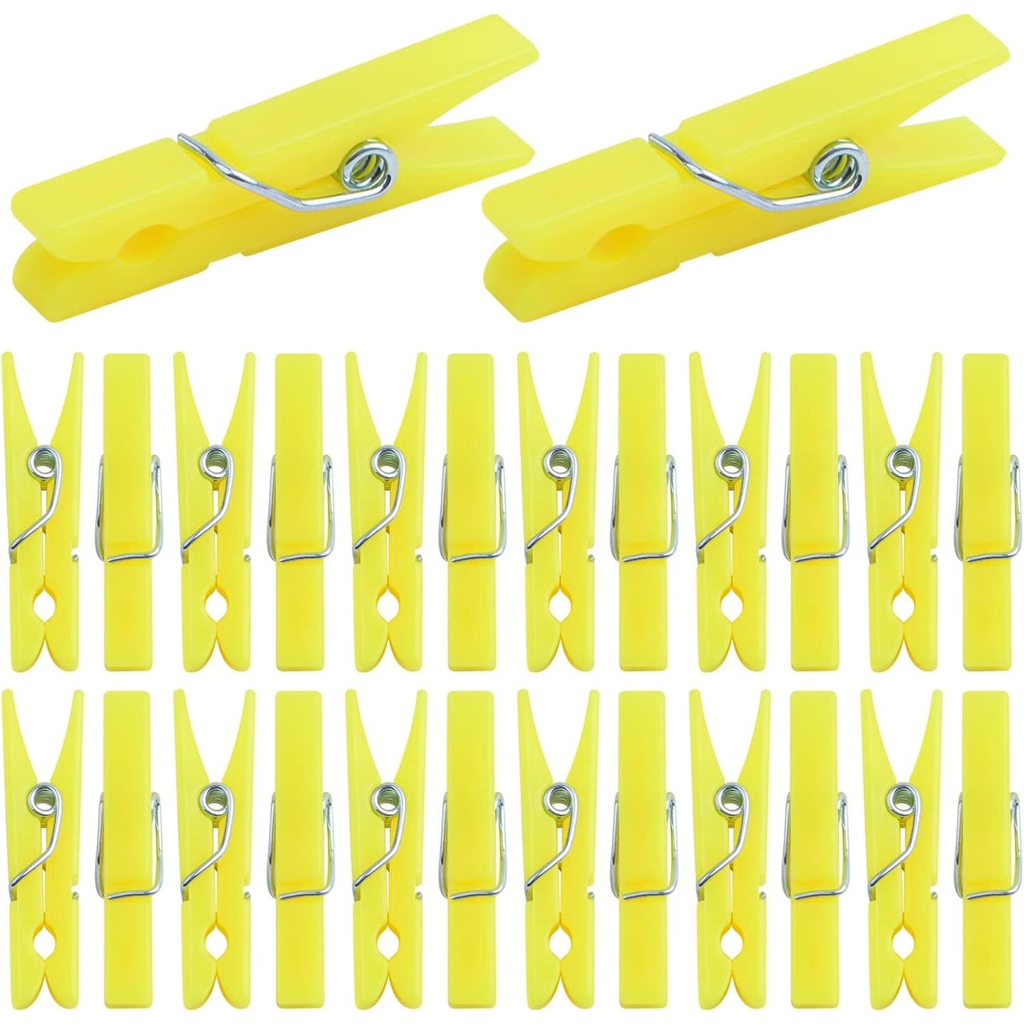 100 Pieces Mini Plastic Clothespins Sturdy Photo Paper Clips Decorative Craft Clips for Hanging Picture Arts Scrapbooking Home Wedding Decor, Yellow