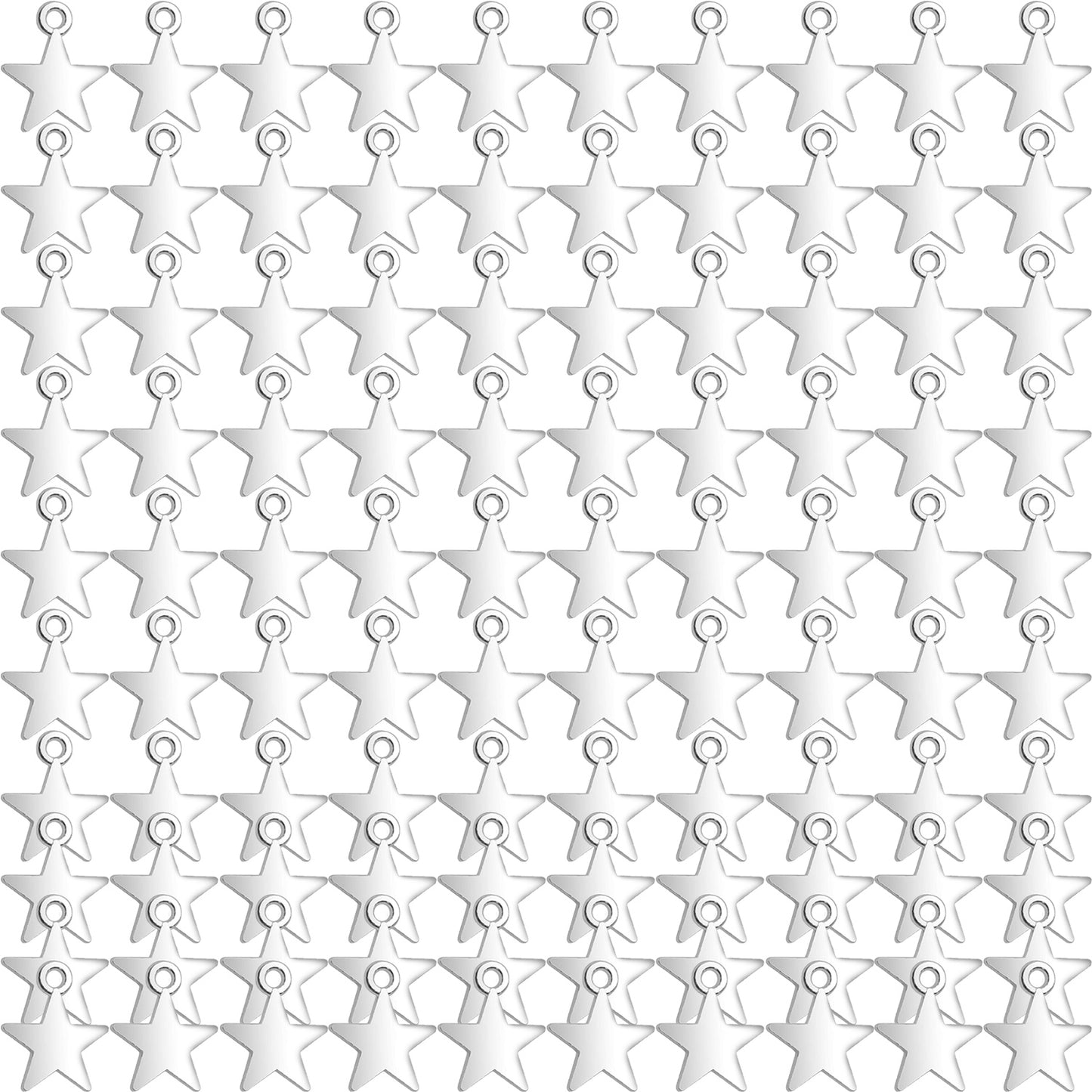 100pcs 16mm Alloy Star Charms Tibetan European Star Shape Charm Jewelry Charms Star Pendant for Necklace Bracelet Crafts Jewelry Making, 5 colors